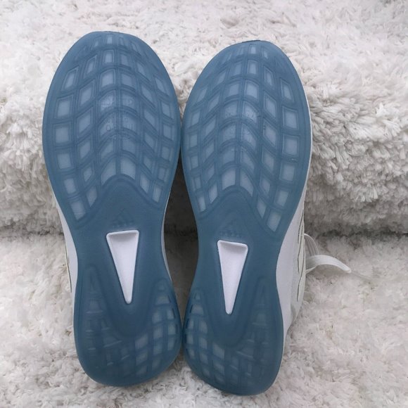 Adidas Running Shoes Womens 7 US QT Racer Sport Cloud White‎ Gray Blue Sneakers - Picture 6 of 8